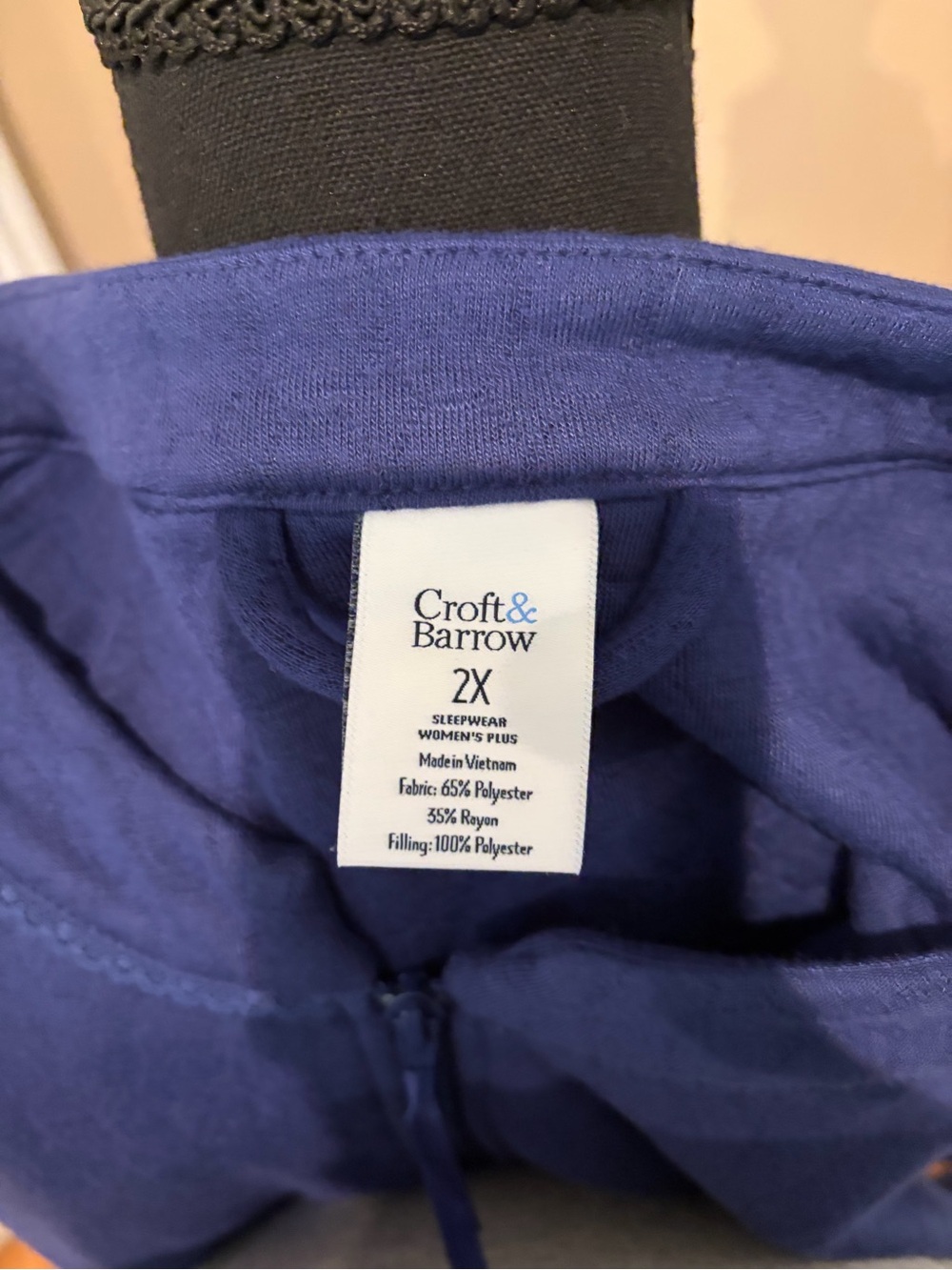 croft & barrow Navy Zip-Front Robe - Picture 5 of 5
